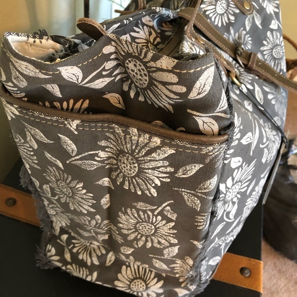 Anemone weekender Tote Bag Upcycled Canvas C-2623 - Picture 4 of 7